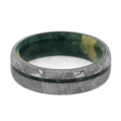 Meteorite & Green Wood Men's Wedding Band -Johan Jewelry Shop 4690 3E