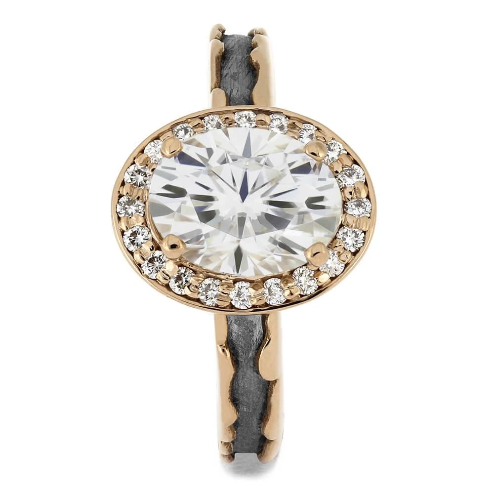 Alternative Halo Engagement Ring With Meteorite Inlay 5 Alternative Halo Engagement Ring With Meteorite Inlay - Image 3