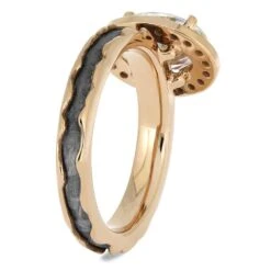 Alternative Halo Engagement Ring With Meteorite Inlay 13 Alternative Halo Engagement Ring With Meteorite Inlay -Johan Jewelry Shop 4696 2E