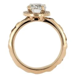 Alternative Halo Engagement Ring With Meteorite Inlay 14 Alternative Halo Engagement Ring With Meteorite Inlay -Johan Jewelry Shop 4696 3E