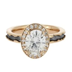 Alternative Halo Engagement Ring With Meteorite Inlay 15 Alternative Halo Engagement Ring With Meteorite Inlay -Johan Jewelry Shop 4696 4E