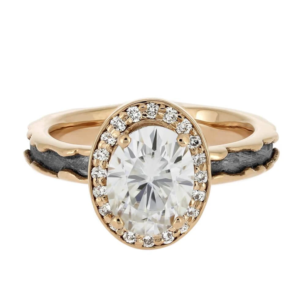 Alternative Halo Engagement Ring With Meteorite Inlay 8 Alternative Halo Engagement Ring With Meteorite Inlay - Image 6