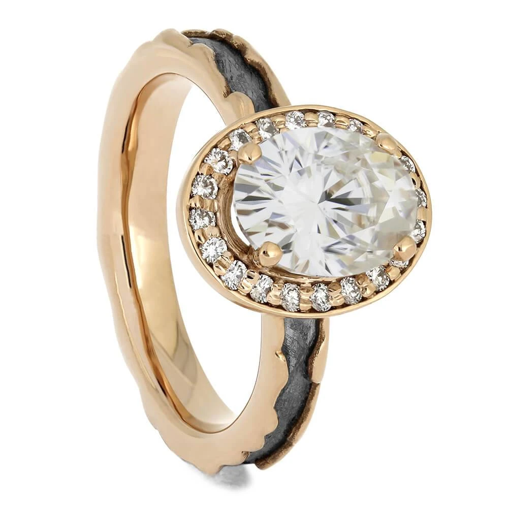 Alternative Halo Engagement Ring With Meteorite Inlay 4 Alternative Halo Engagement Ring With Meteorite Inlay - Image 2