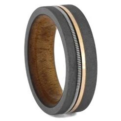 Guitar String Ring With Rose Gold Pinstripe -Johan Jewelry Shop 4702E