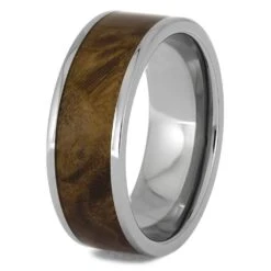 Handmade Olive Burl Wood Wedding Band For Men -Johan Jewelry Shop 4725 2E