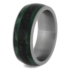 Green Box Elder Burl Ring With Crushed Dinosaur Bone 11 Green Box Elder Burl Ring With Crushed Dinosaur Bone -Johan Jewelry Shop 4728 2E