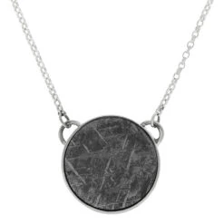 Meteorite Round Bezel Necklace With Chain -Johan Jewelry Shop 4731E 1445025a 77c0 4a9c a1fa 1b28b5fc8040