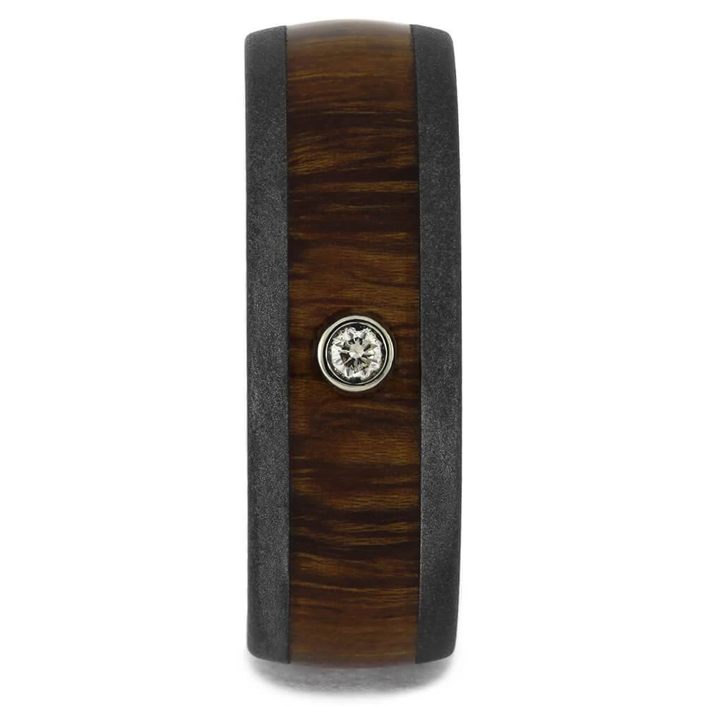 Diamond Wedding Band With Ironwood And Titanium-4734 4 Diamond Wedding Band With Ironwood And Titanium-4734 - Image 2