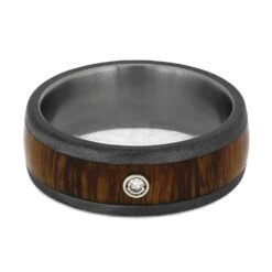 Diamond Wedding Band With Ironwood And Titanium-4734 11 Diamond Wedding Band With Ironwood And Titanium-4734 -Johan Jewelry Shop 4734 3E