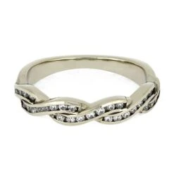 Women's Wedding Band With Diamond Twist Design -Johan Jewelry Shop 4738 3E