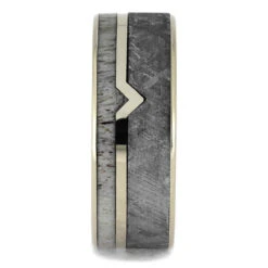 Men's Wedding Band With Deer Antler & Meteorite -Johan Jewelry Shop 4748 1E
