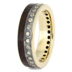 Moissanite Eternity Band With Meteorite & Dinosaur Bone -Johan Jewelry Shop 4755 2E