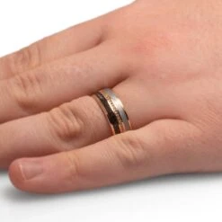 White Gold Eternity Band With Meteorite & Dinosaur Bone 13 White Gold Eternity Band With Meteorite & Dinosaur Bone -Johan Jewelry Shop 4772Handshot 5eb1b694 493d 49a1 b786 6f03d865c91b