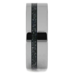 Micro Blue Diamond Wedding Band With Whiskey Wood Sleeve -Johan Jewelry Shop 4775 1E