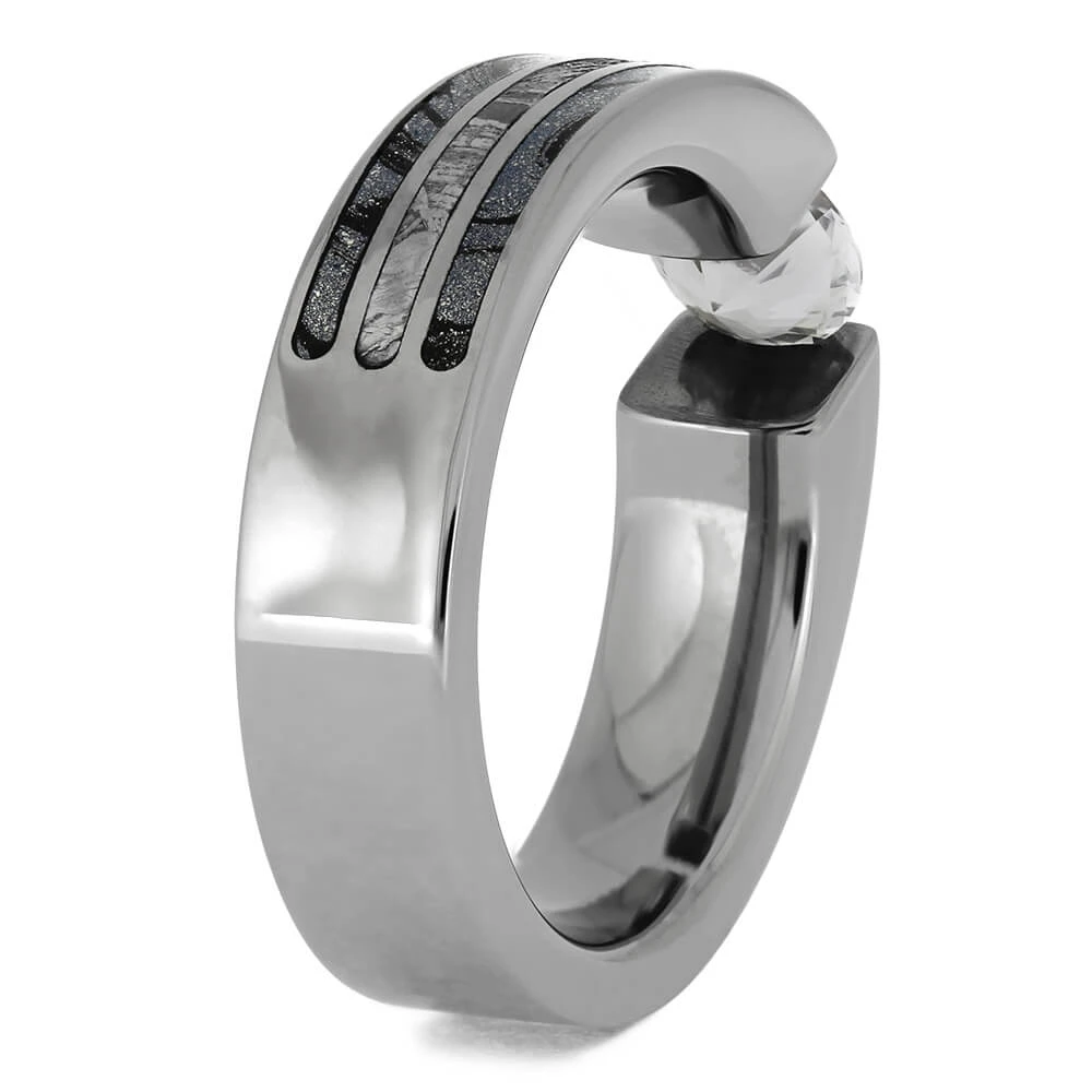 Cobaltium Mokume Gane Engagement Ring With Meteorite 6 Cobaltium Mokume Gane Engagement Ring With Meteorite - Image 4