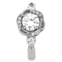 Meteorite Platinum Engagement Ring With Diamond Flower Design 11 Meteorite Platinum Engagement Ring With Diamond Flower Design -Johan Jewelry Shop 4790 1ET