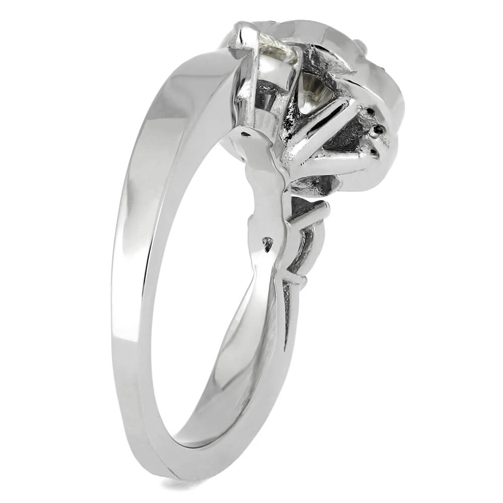 Meteorite Platinum Engagement Ring With Diamond Flower Design 6 Meteorite Platinum Engagement Ring With Diamond Flower Design - Image 4