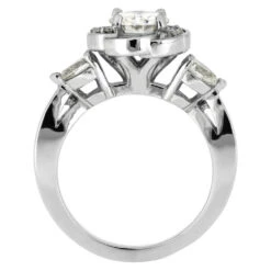 Meteorite Platinum Engagement Ring With Diamond Flower Design 13 Meteorite Platinum Engagement Ring With Diamond Flower Design -Johan Jewelry Shop 4790 3E