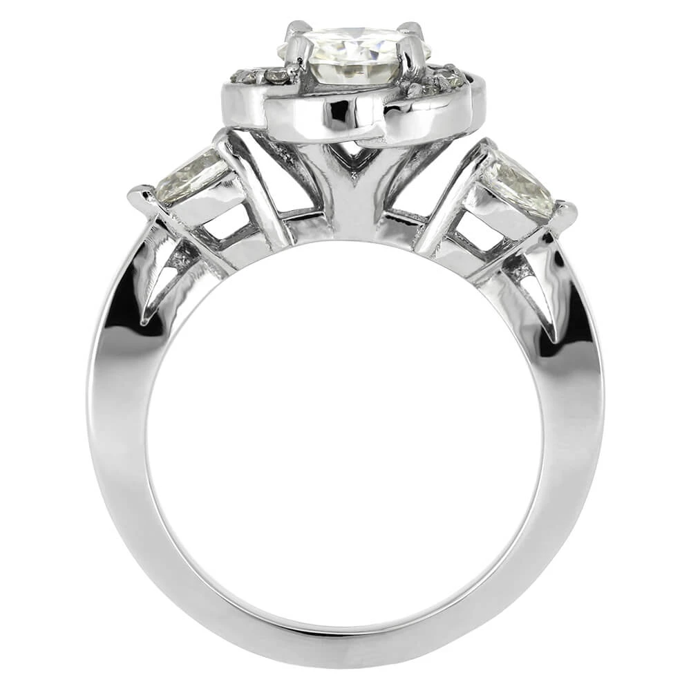 Meteorite Platinum Engagement Ring With Diamond Flower Design 7 Meteorite Platinum Engagement Ring With Diamond Flower Design - Image 5