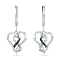 Infinity Heart Diamond Dangle Earrings