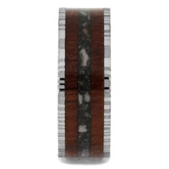 Memorial Ring With Bloodwood In Damascus Sleeve 8 Memorial Ring With Bloodwood In Damascus Sleeve -Johan Jewelry Shop 4803 1E