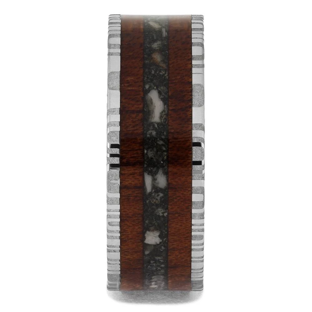 Memorial Ring With Bloodwood In Damascus Sleeve 5 Memorial Ring With Bloodwood In Damascus Sleeve - Image 3