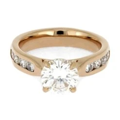 Unique Engagement Ring With Channel Set Moissanites -Johan Jewelry Shop 4805 4E