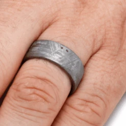 Black Diamond Men's Wedding Band With Meteorite -Johan Jewelry Shop 48170c72c4561a2b2a82c841a1c0167b