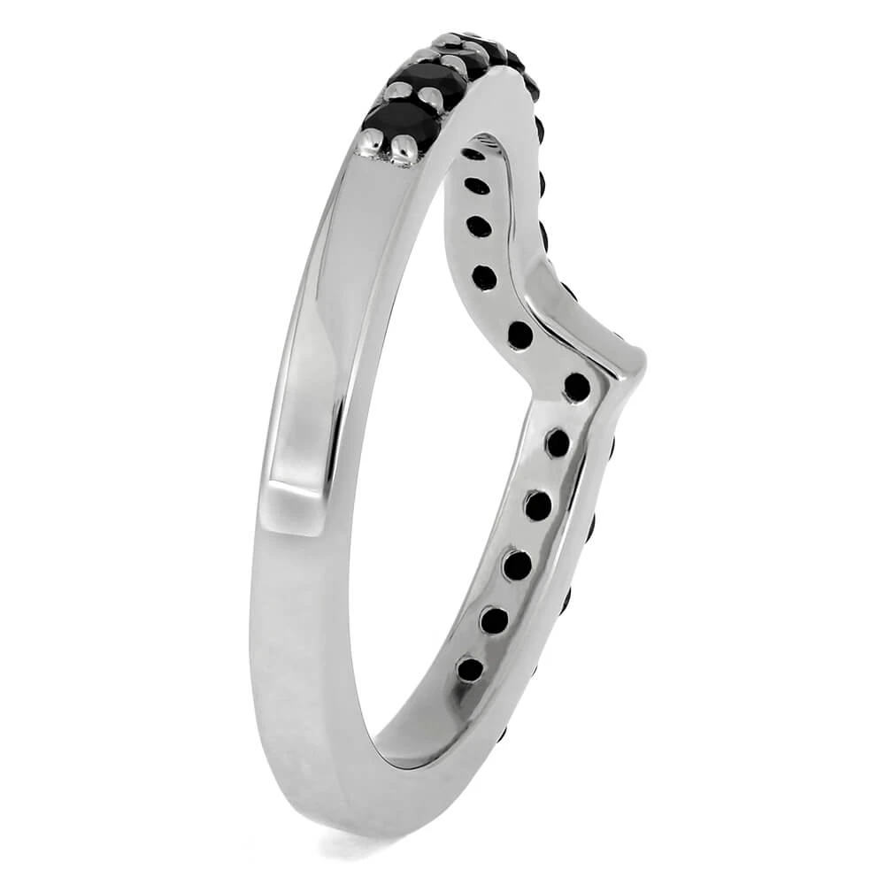 Curved Women's Wedding Band With Black Diamonds 6 Curved Women's Wedding Band With Black Diamonds - Image 4