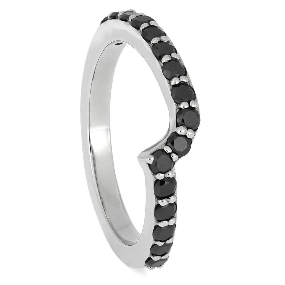 Curved Women's Wedding Band With Black Diamonds 4 Curved Women's Wedding Band With Black Diamonds - Image 2