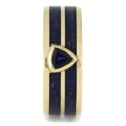 Trillion Blue Sapphire Wedding Band In Polished Gold -Johan Jewelry Shop 4836 1E