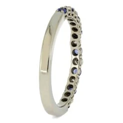 Moissanite & Sapphire Women's Wedding Band 9 Moissanite & Sapphire Women's Wedding Band -Johan Jewelry Shop 4839 2E 1