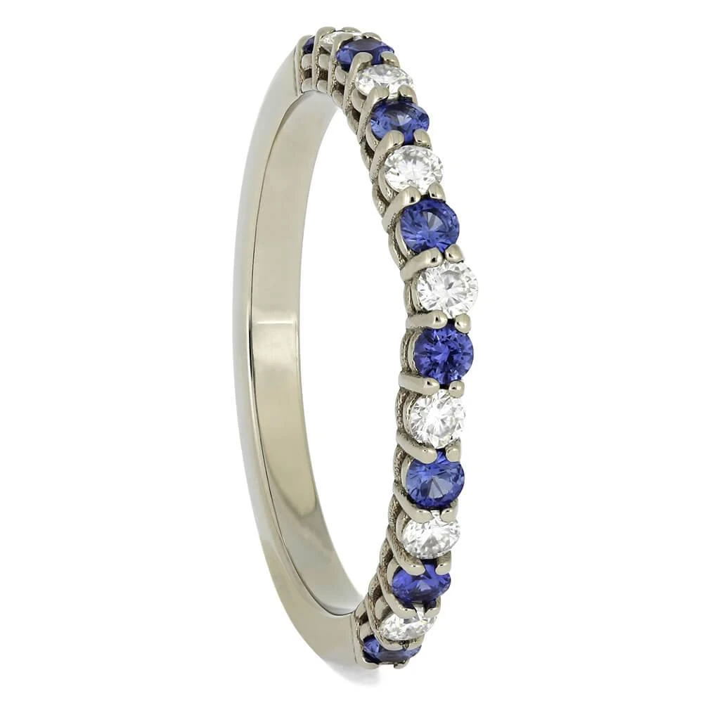 Moissanite & Sapphire Women's Wedding Band 4 Moissanite & Sapphire Women's Wedding Band - Image 2