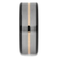 Mixed Metal Ring With Gold Pinstripe -Johan Jewelry Shop 4841 1E