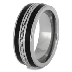 Vinyl And Guitar String Wedding Band For Musicians -Johan Jewelry Shop 4852E3