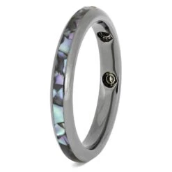Vibrant Abalone & Diamond Women's Wedding Band 9 Vibrant Abalone & Diamond Women's Wedding Band -Johan Jewelry Shop 4876 2ET