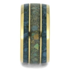 Blue Turquoise And Opal Wedding Band With Gold Sleeve 9 Blue Turquoise And Opal Wedding Band With Gold Sleeve -Johan Jewelry Shop 4890new2yg