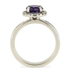 Amethyst Engagement Ring With Moissanite Halo & Meteorite -Johan Jewelry Shop 48b0ae516a6ae424b19e889c9ebcc205
