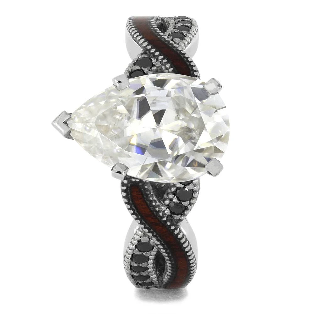 Pear Cut Moissanite Engagement Ring With A Twist Shank 4 Pear Cut Moissanite Engagement Ring With A Twist Shank - Image 2