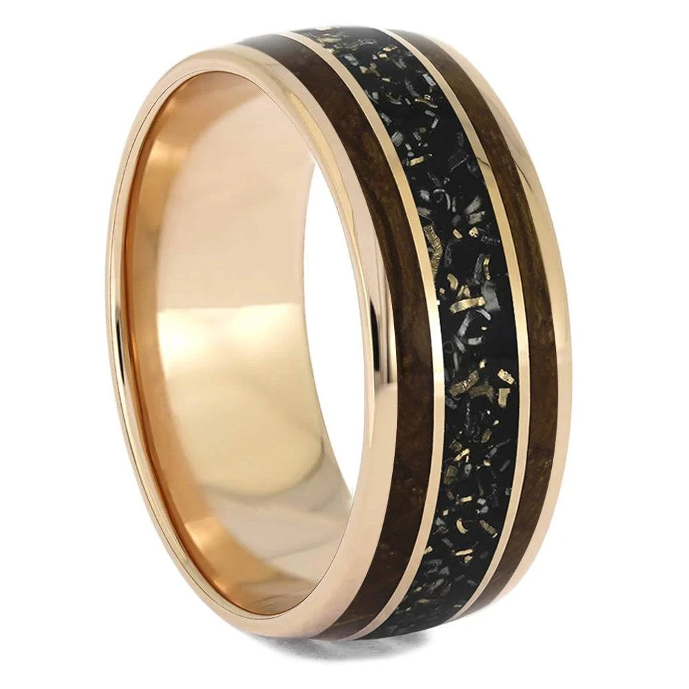 Whiskey Barrel & Black Stardust Men's Wedding Band 4 Whiskey Barrel & Black Stardust Men's Wedding Band - Image 2