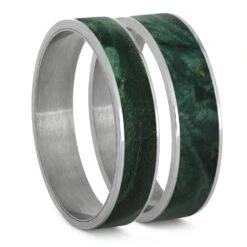 Green Box Elder Burl Wood Inlay Components For Modular Rings