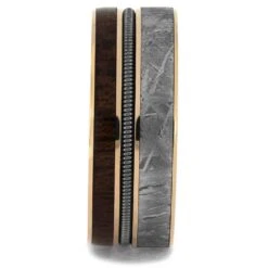 Guitar String Wedding Band With Wood & Meteorite -Johan Jewelry Shop 5021 1E