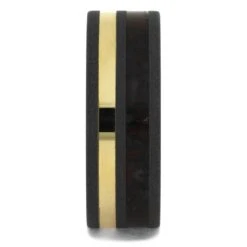 Dinosaur Bone Men's Wedding Band With Gold Stripe -Johan Jewelry Shop 5106 1E