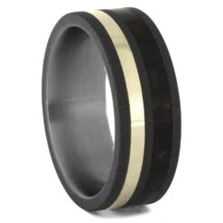 Dinosaur Bone Men's Wedding Band With Gold Stripe -Johan Jewelry Shop 5106E WG