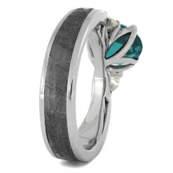 Oval Cut Engagement Ring With Meteorite Inlays 11 Oval Cut Engagement Ring With Meteorite Inlays -Johan Jewelry Shop 5131 2ET