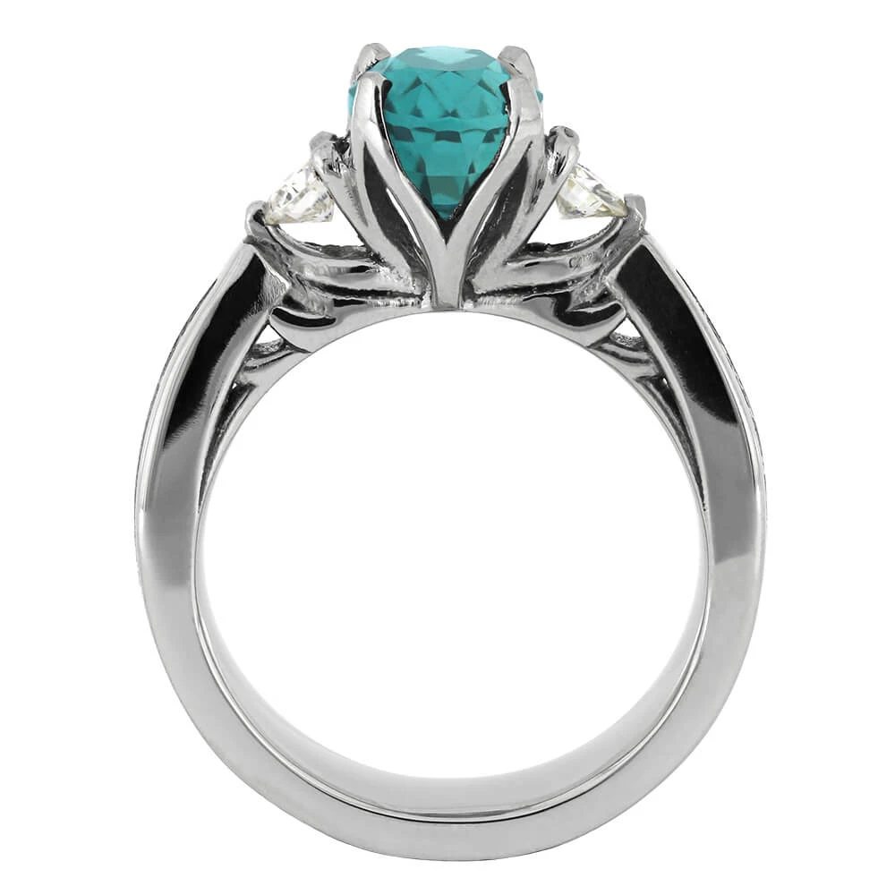 Oval Cut Engagement Ring With Meteorite Inlays 7 Oval Cut Engagement Ring With Meteorite Inlays - Image 5