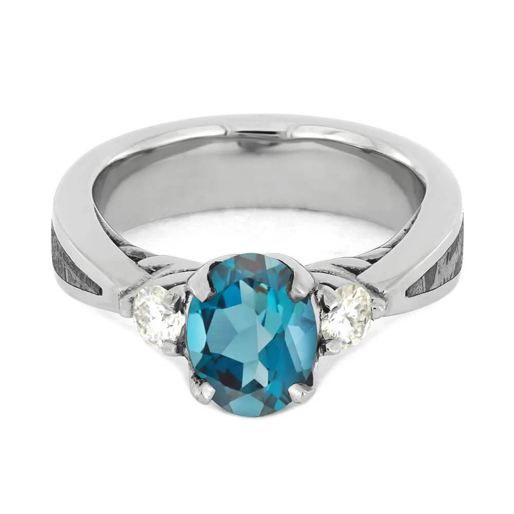 Oval Cut Engagement Ring With Meteorite Inlays 8 Oval Cut Engagement Ring With Meteorite Inlays - Image 6