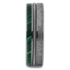 Guitar String Wedding Band With Meteorite & Malachite 8 Guitar String Wedding Band With Meteorite & Malachite -Johan Jewelry Shop 5152 1E