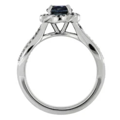 Blue Topaz Engagement Ring With Deer Antler Inlay -Johan Jewelry Shop 5156 3E