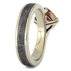 Cushion Cut Morganite & Meteorite Engagement Ring -Johan Jewelry Shop 5176 2E